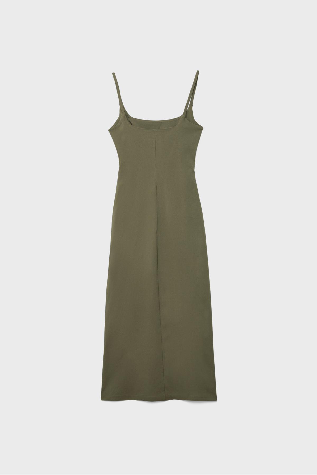 Stradivarius  Kare yaka bengalin midi elbise - Görsel 6