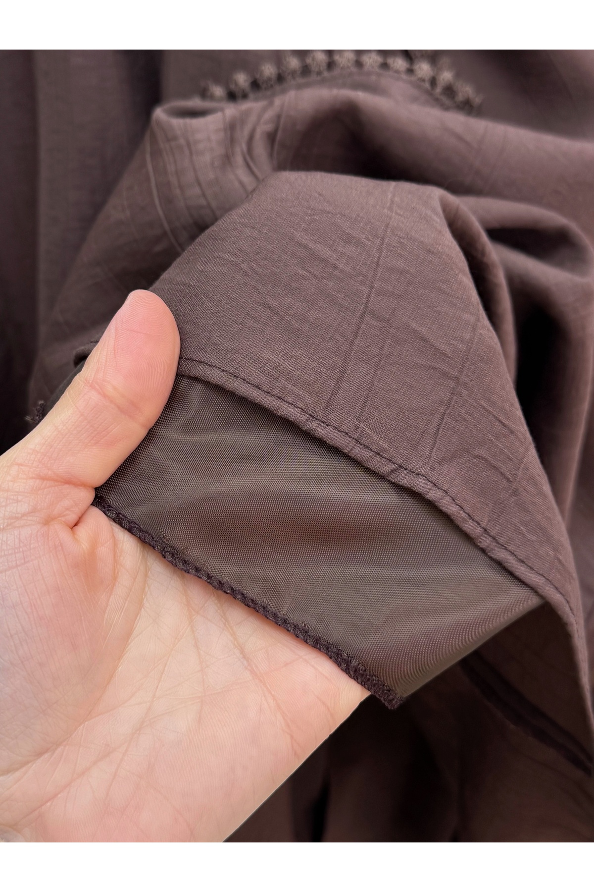 MİHRA STORE  Lavona Fırfırları Dantelli Çilek Etek-AA4274 Kahve - Görsel 5