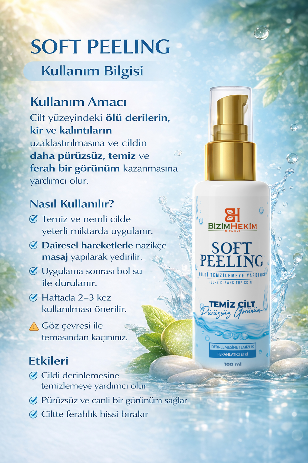 BizimHekim Pürüzsüz Görünüm İçin Soft Peeling 100 ml — SOFT — تصویر 2 از 2