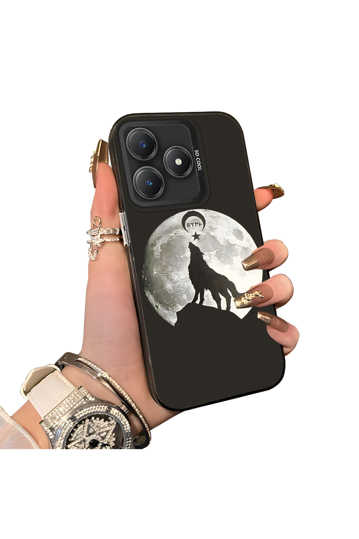 Realme Note 60 Compatible Hard Acrylic Rear Silicone Edge Lens Protection Case Wild Wolf