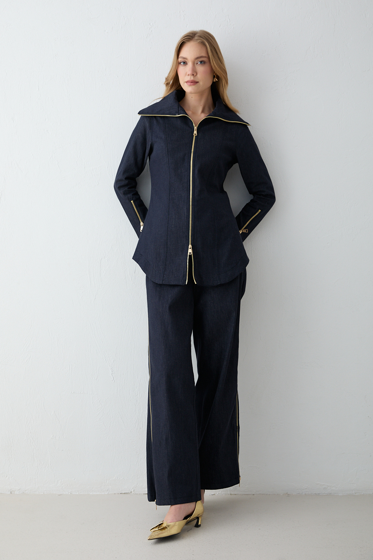 Melike Tatar Zippered Denim Sets 78-629