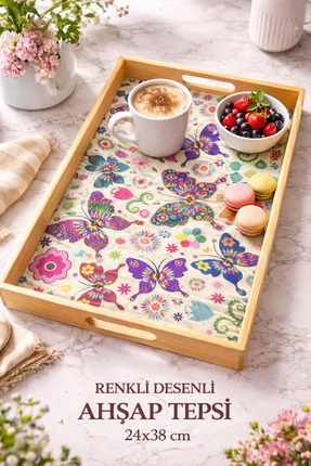 MENTORA AHŞAP DESENLİ TEPSİ