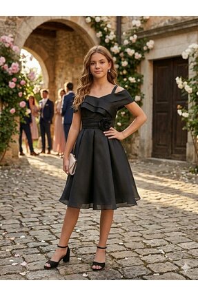 Tarz Çocuk Kız Çocuk Omuz Dekolteli Kısa Abiye Elbise 10-14 Yaş - Mezuniyet, ...