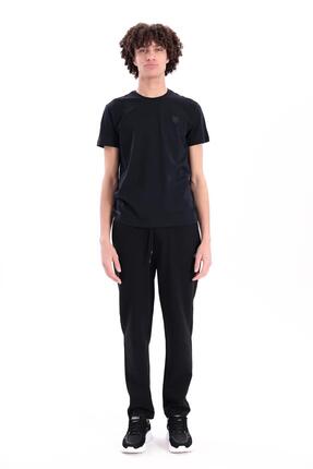 PİERO PERLA Jaguar Baskılı ve Etek Nakışlı Bisiklet Yaka Slim Fit Erkek Siyah...
