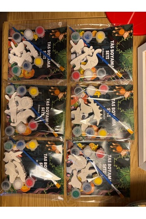 SLEEKI STUDIO 18 figür (3D) / 6 paket /Random Taş Boyama Figür Hayvanlı Çocuk...