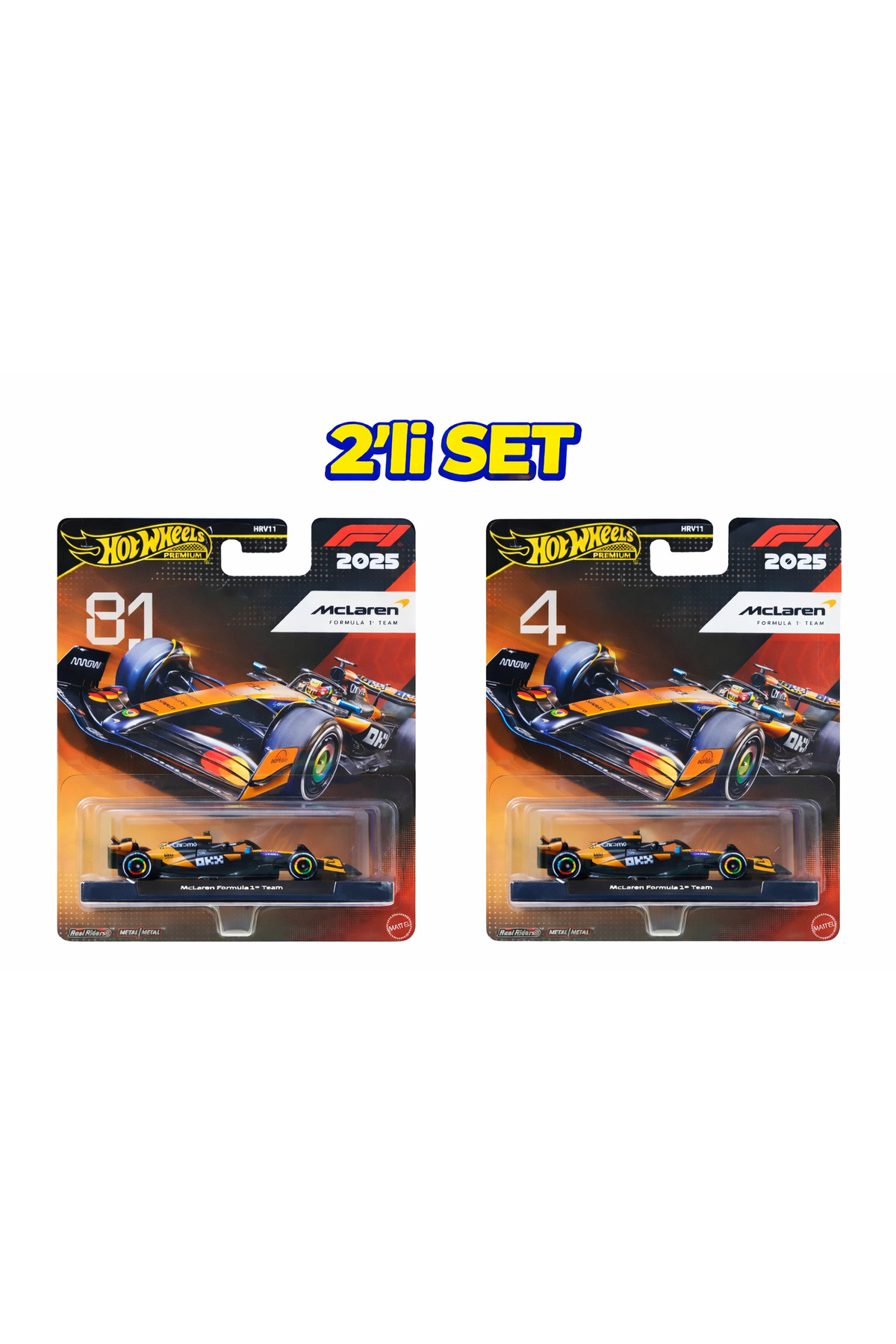 HOT WHEELS Premium F1 2025 McLaren 81 & 4 2'li Set – Metal/Metal