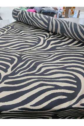 GrandTekstil Viskon Zebra Desenli Siyah Krem Kumaş – 150 cm En – Elbiselik, T...