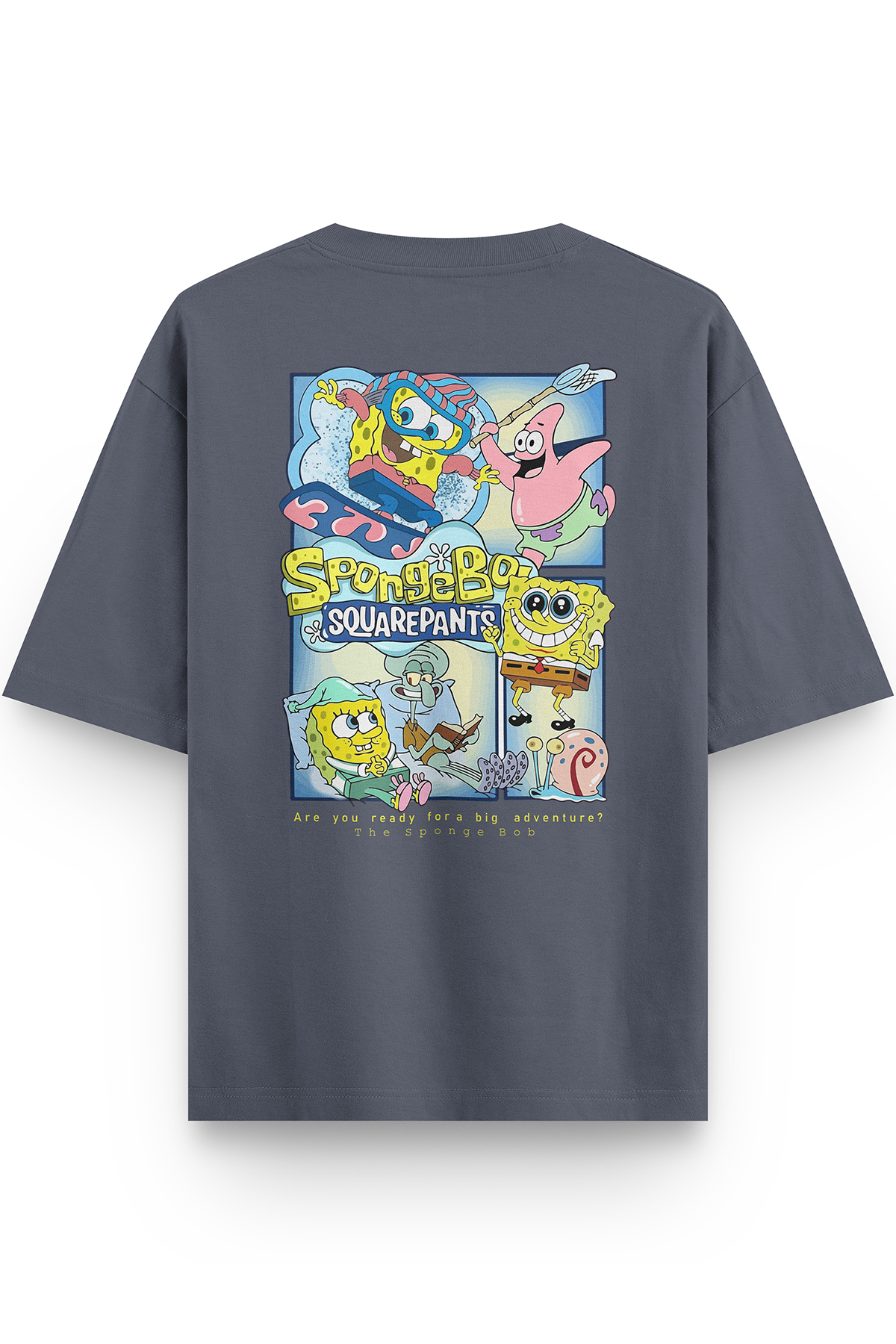 Sponge Back Printed Semi-Oversized Smoked T-Shirt 1232