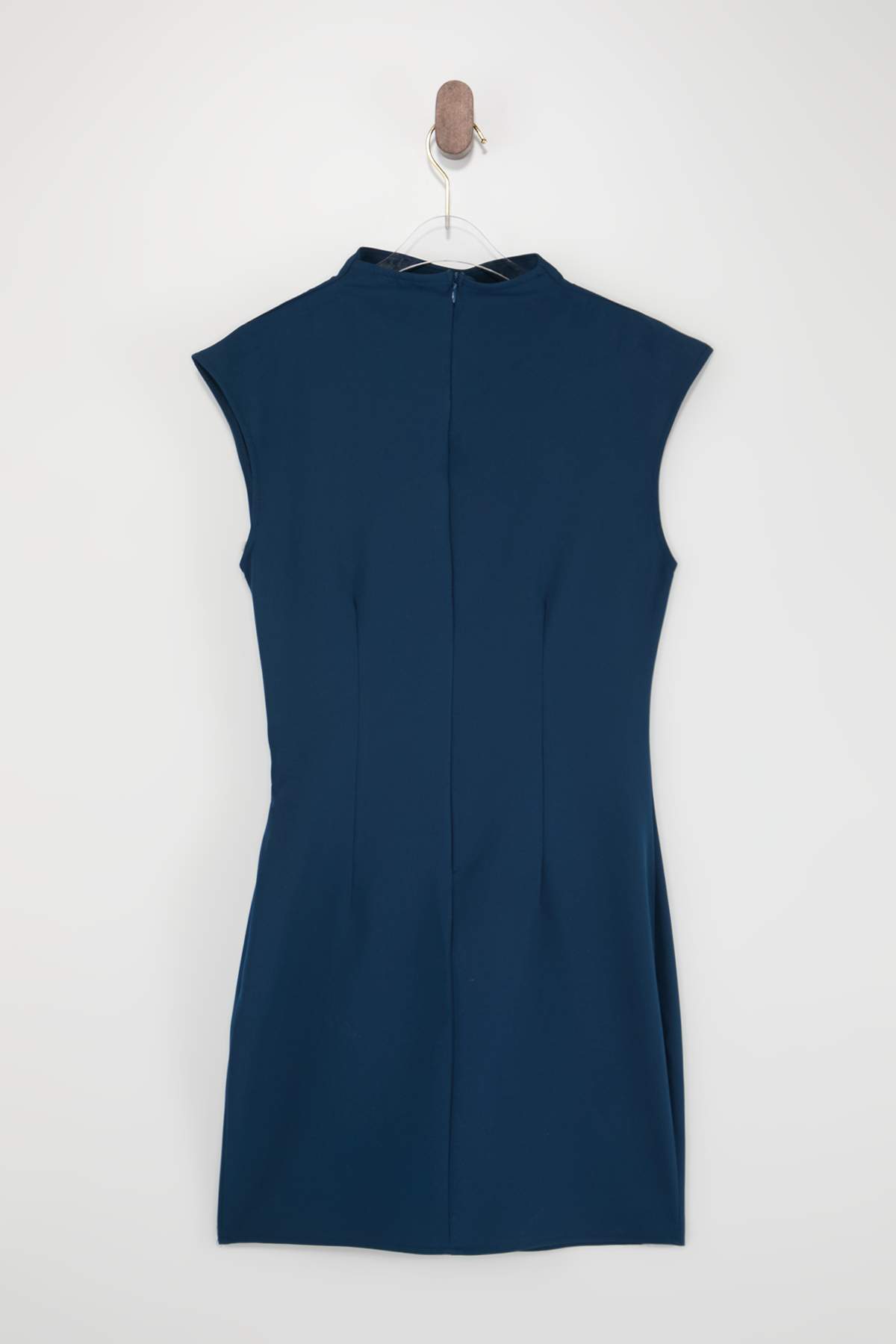 Trendyolmilla  Wardrope Essentials Petrol Dik Yaka Kısa / Mini Esnek Dokuma Elbise TWOSS26EL00306 - Görsel 6