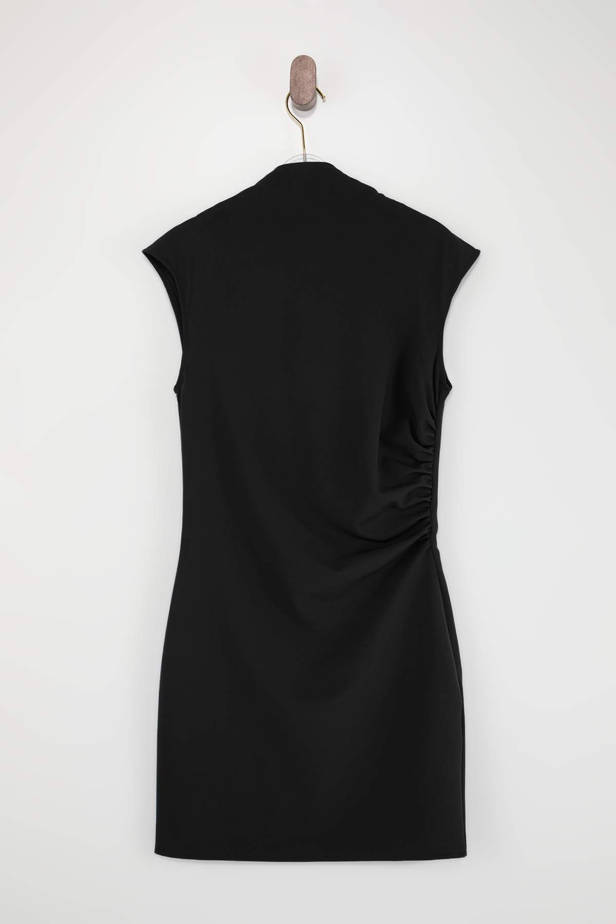 Trendyolmilla  Wardrope Essentials Siyah Dik Yaka Kısa / Mini Esnek Dokuma Elbise TWOSS26EL00306 - Görsel 9