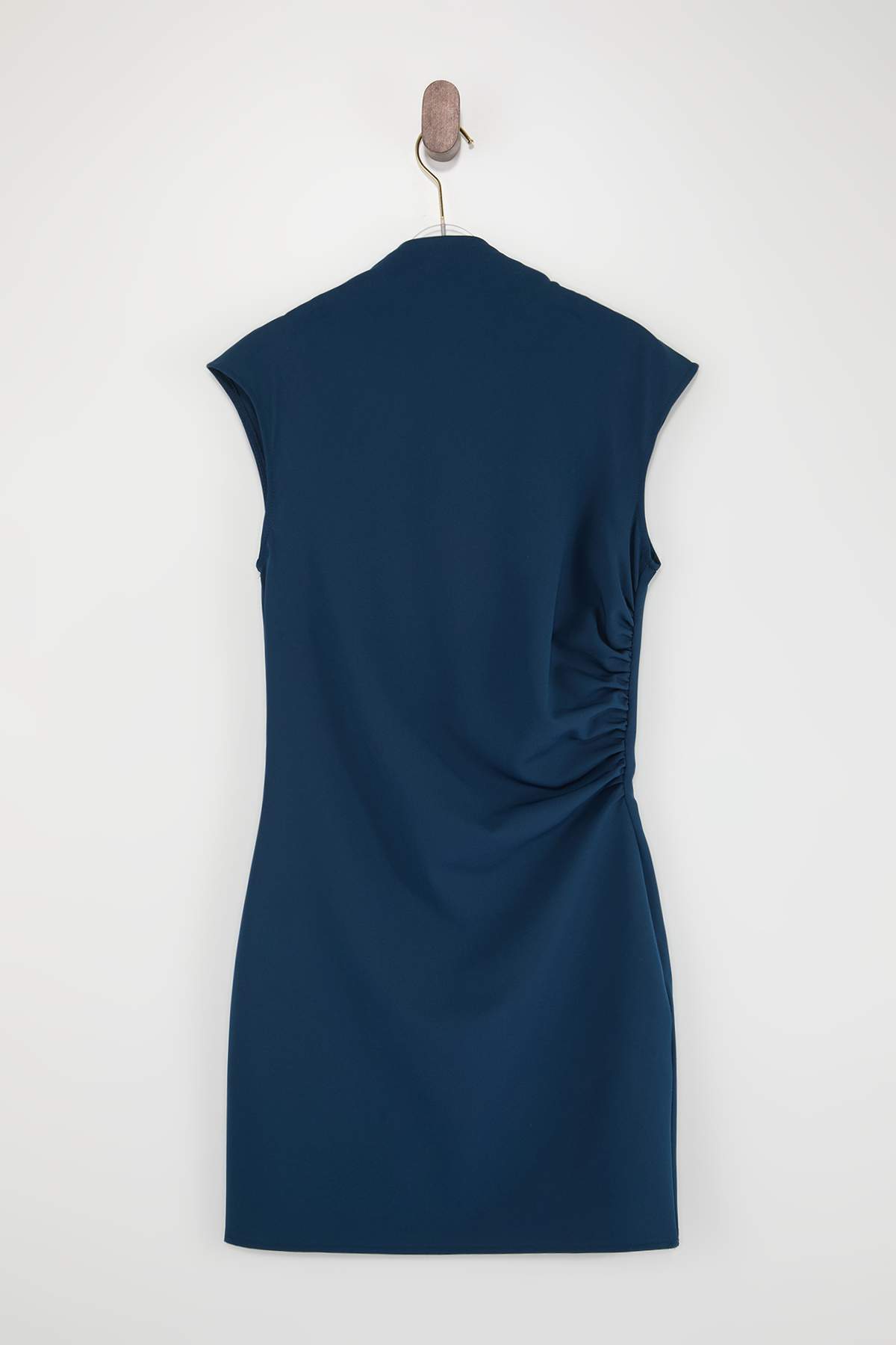 Trendyolmilla  Wardrope Essentials Petrol Dik Yaka Kısa / Mini Esnek Dokuma Elbise TWOSS26EL00306 - Görsel 5