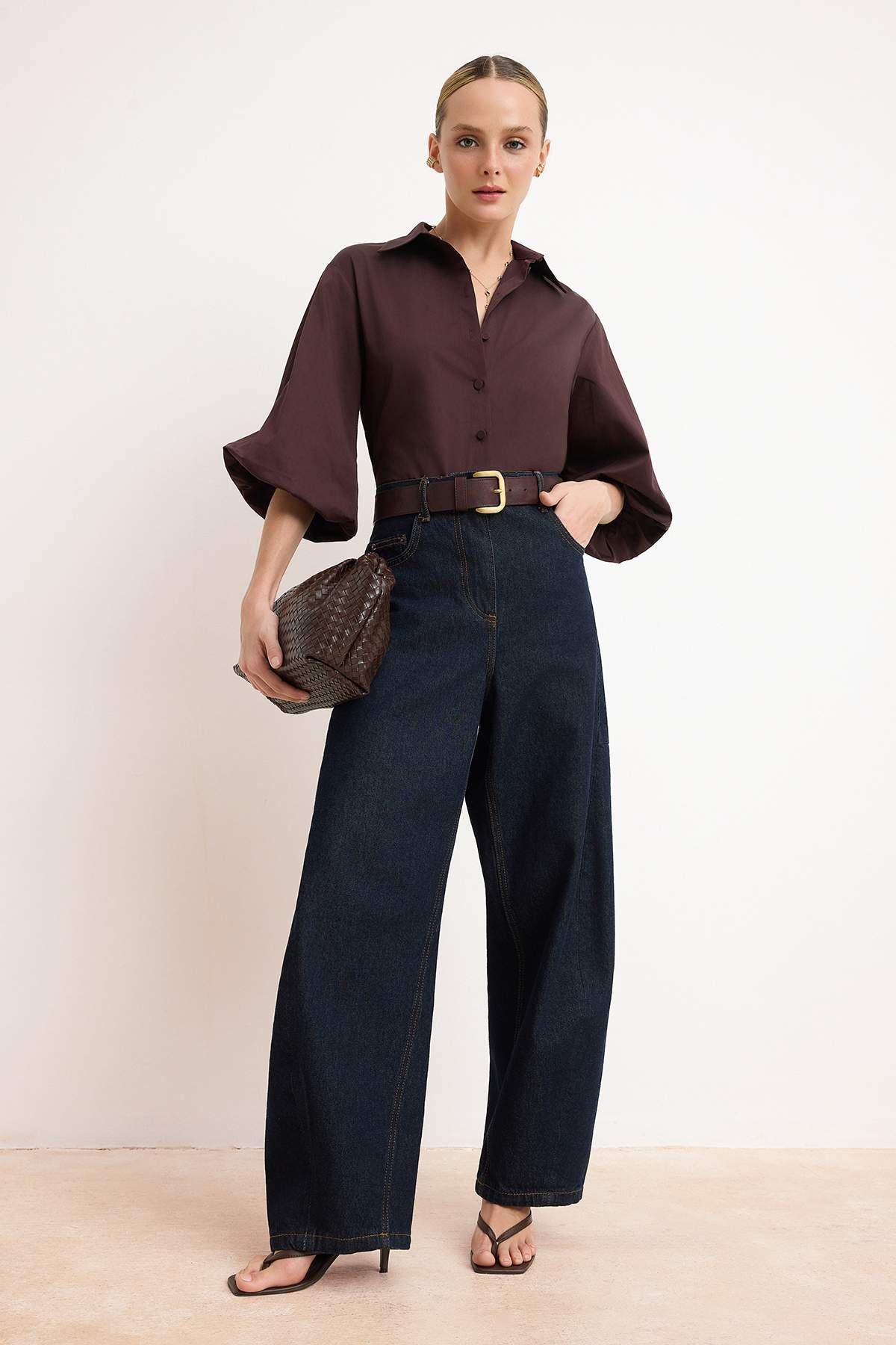 Trendyolmilla  Mürdüm Premium Kalite Pamuk Poplin Gömlek TWOSS26GO00074 - Görsel 2