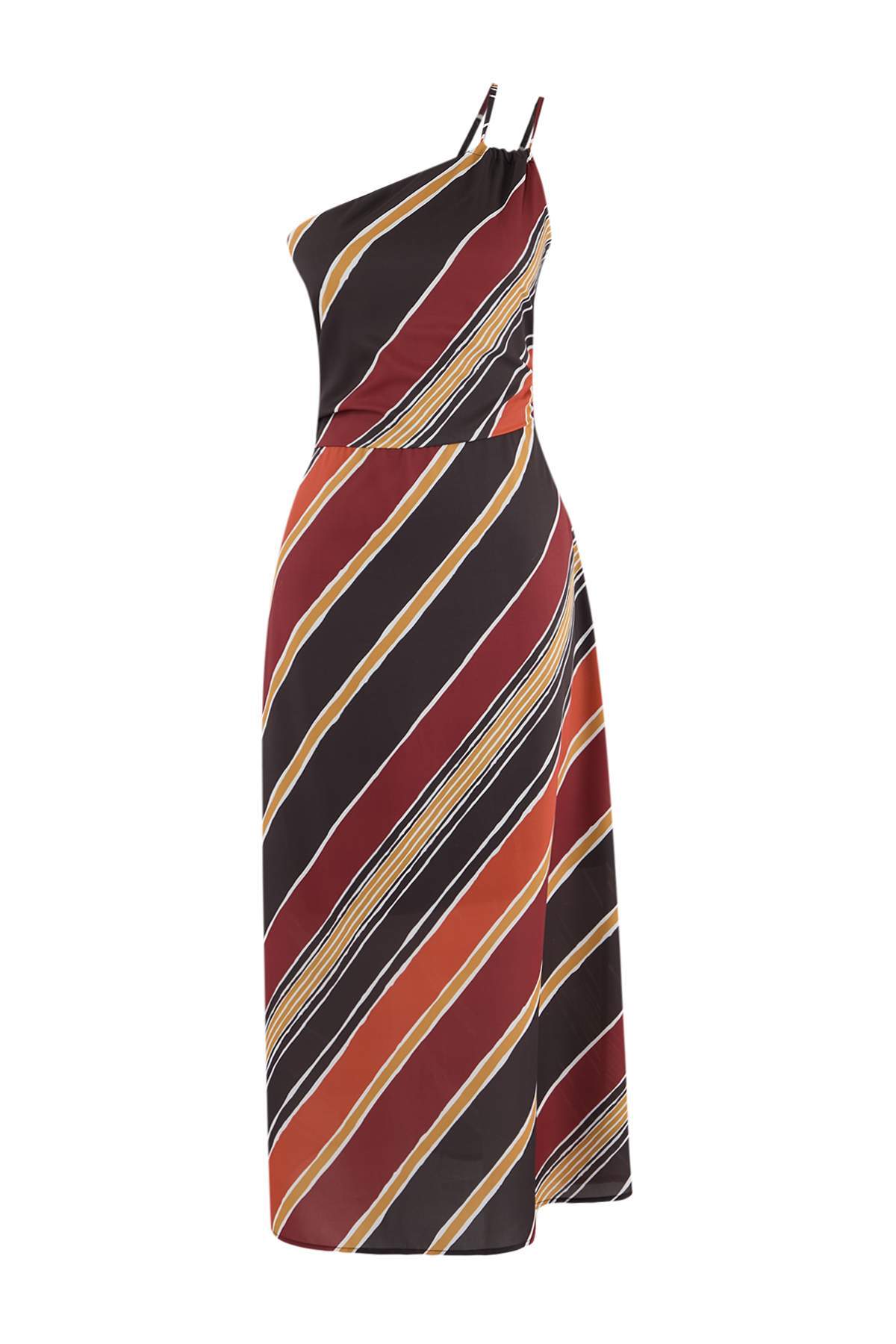 Trendyol Kollektion Mehrfarbig gestreiftes Maxi-Webkleid TWOSS26EL00233