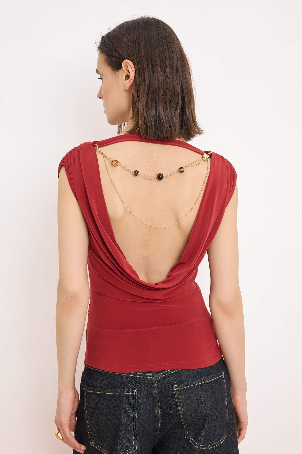 Trendyolmilla Kiremit Sırt Aksesuar Detaylı Party Bluz TPRSS26BZ00033