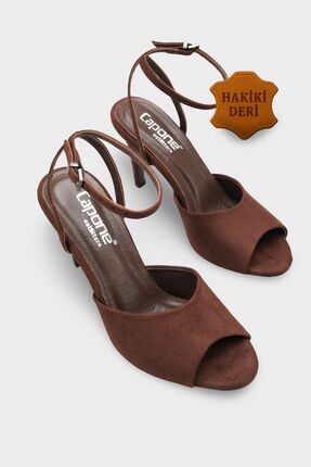 Capone Outfitters Kenna Hakiki Deri Astarlı Yuvarlak Burunlu Orta Topuklu Bil...