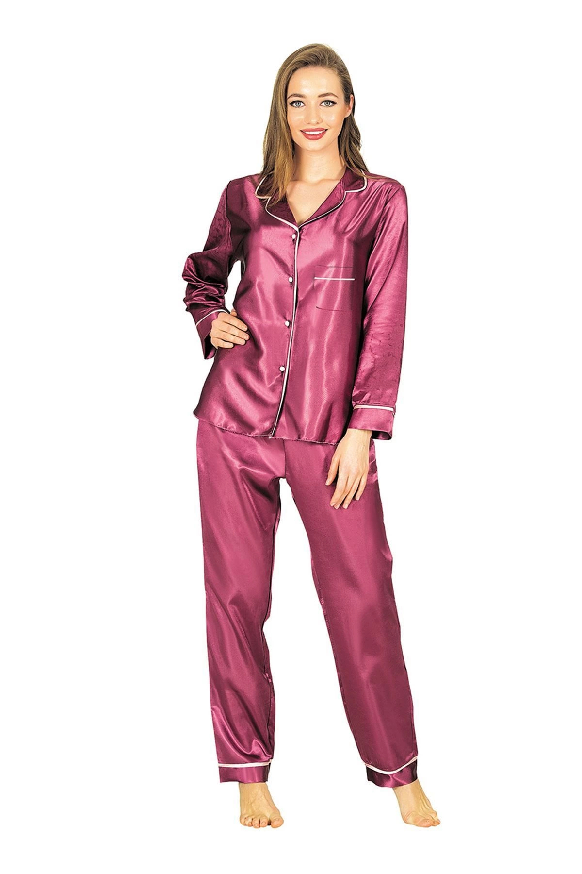 New Season Casual Dowry Women's Charming Stylish Elegant Purple Satin Pajamas Set