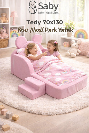 SABY Bebekler ve Çocuklar İçin 70 x 130 Yataklı Tedy Modüler Sünger Oyun Park...