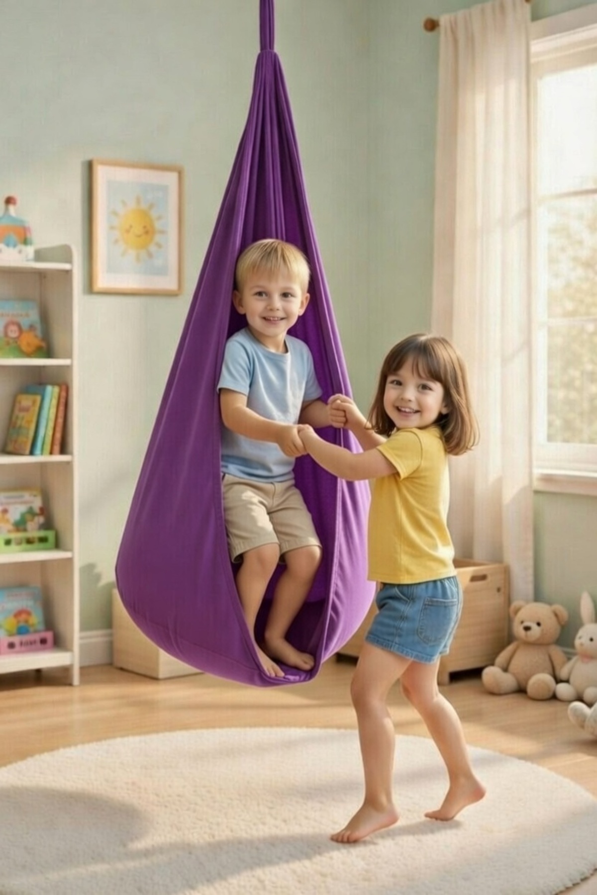 Bundeba Lora Kanguru Mor Bebek Hamak Beşik Tavana Asılan Salıncak Yetişkin ve Çocuk Salıncağı Hamağı fotoğrafı 2 (önizleme)