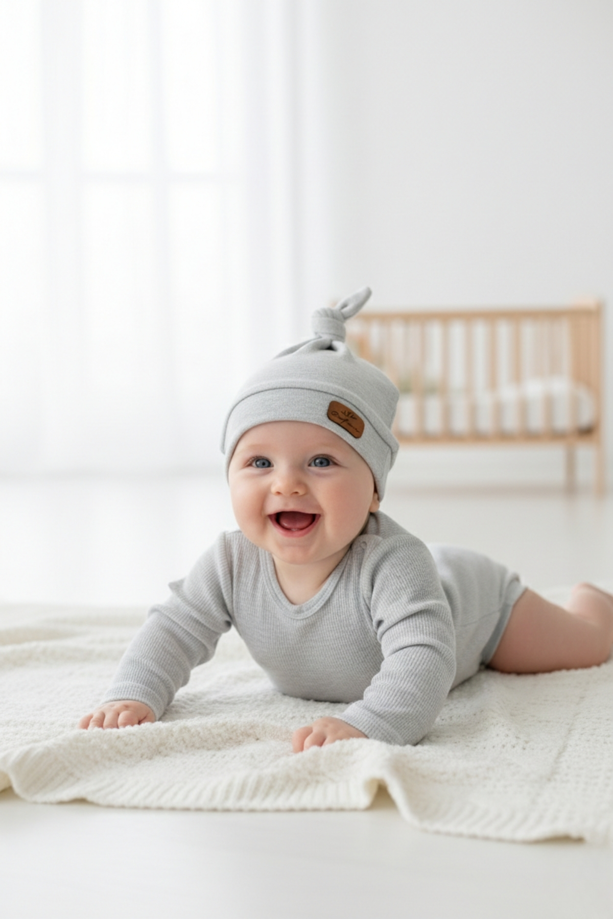 LOGO AKSESUAR Bebek Üstten Bağlamalı Armalı 4'lü Pamuklu Bere fotoğrafı 4 (önizleme)