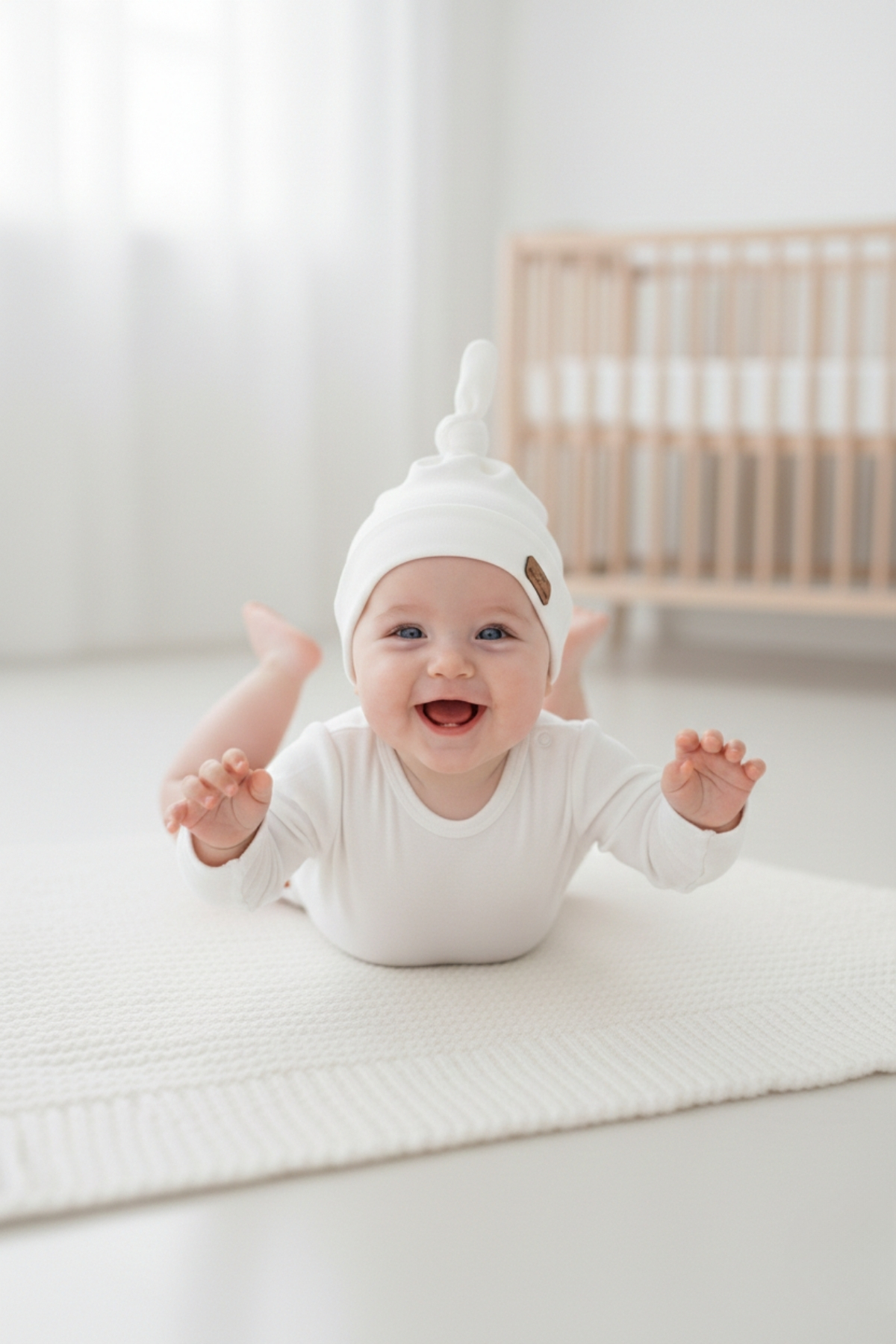 LOGO AKSESUAR Bebek Üstten Bağlamalı Armalı 4'lü Pamuklu Bere fotoğrafı 5 (önizleme)