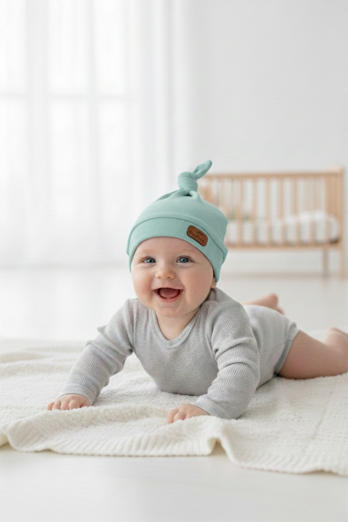 LOGO AKSESUAR Bebek Üstten Bağlamalı Armalı 4'lü Pamuklu Bere fotoğrafı 7 (önizleme)