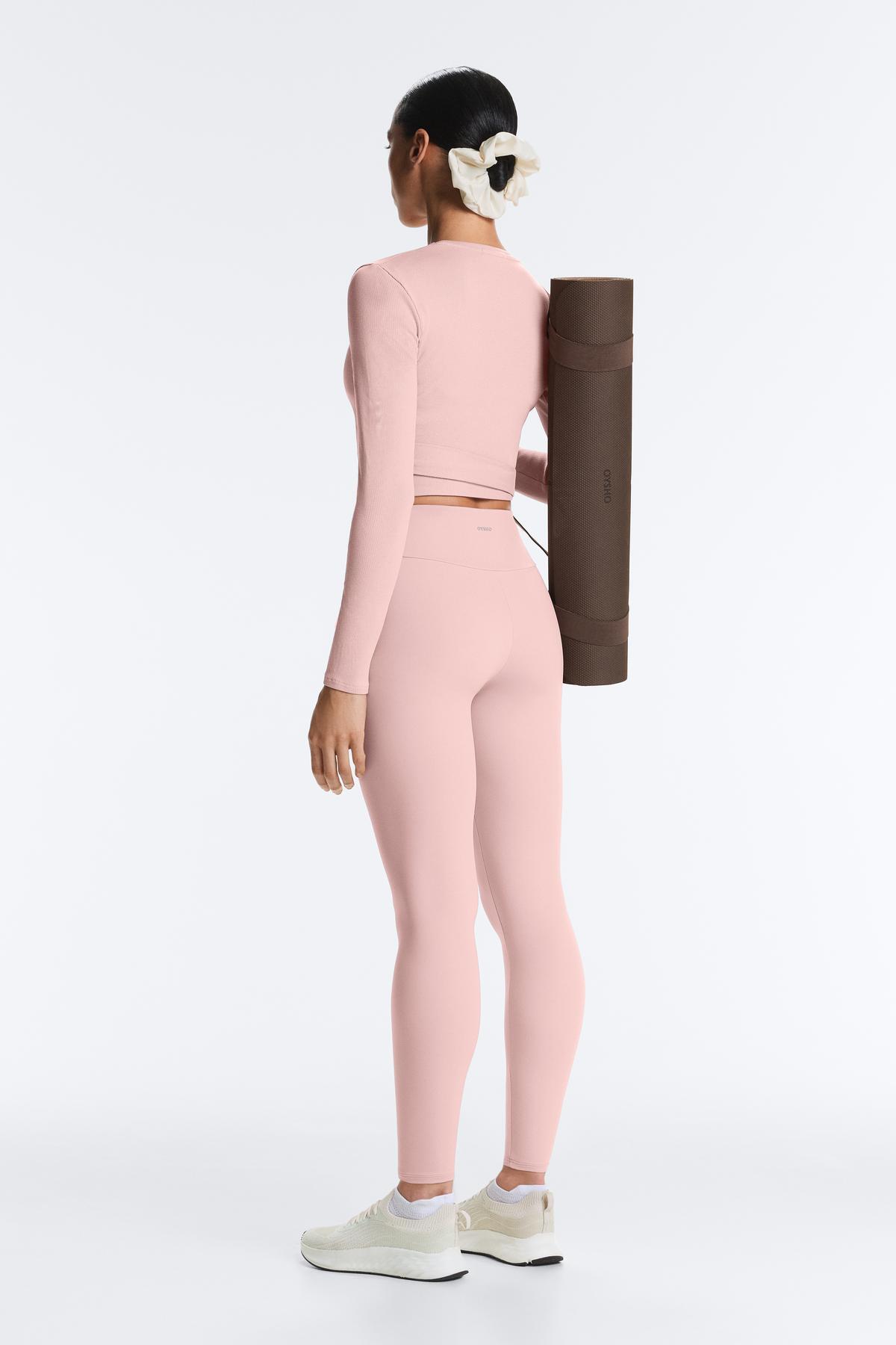 Oysho  Rib pamuk karışımı kruvaze T-shirt - Görsel 6