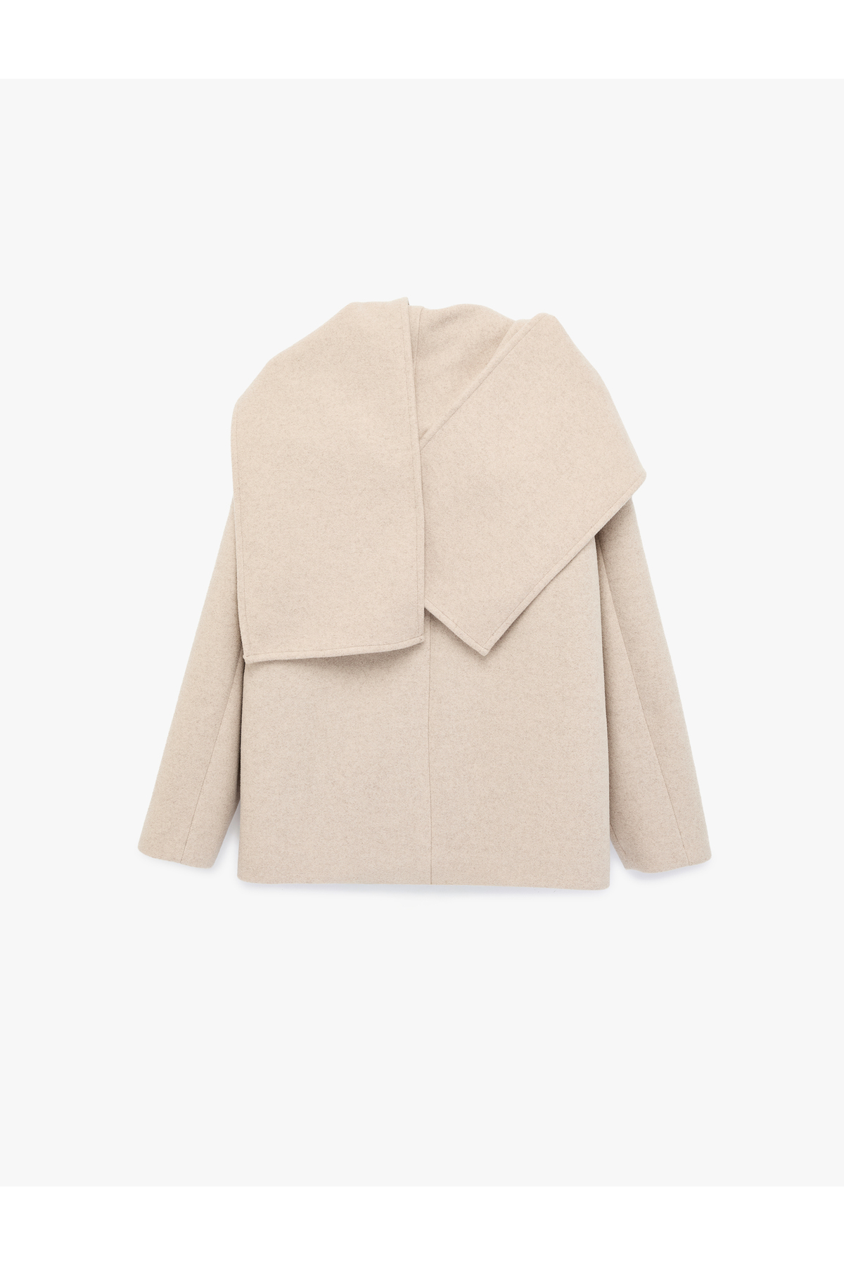 Koton  Uzun Kollu Düğmeli Cepli Atkılı Kaşe Ceket - Görsel 4