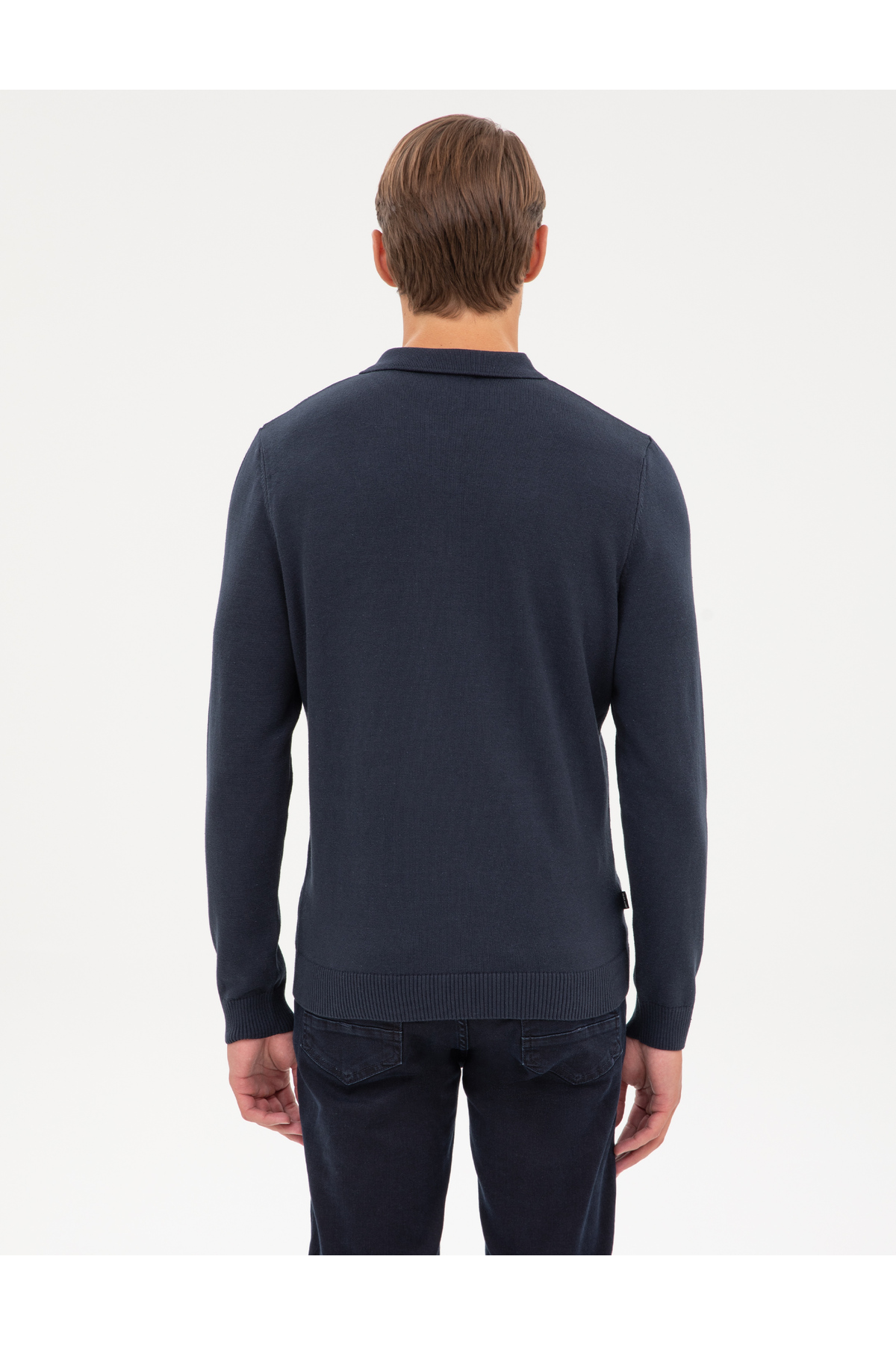 Pierre Cardin Lacivert Slim Fit Fermuarlı Polo Yaka Triko Kazak 50317398-VR033 görsel 5