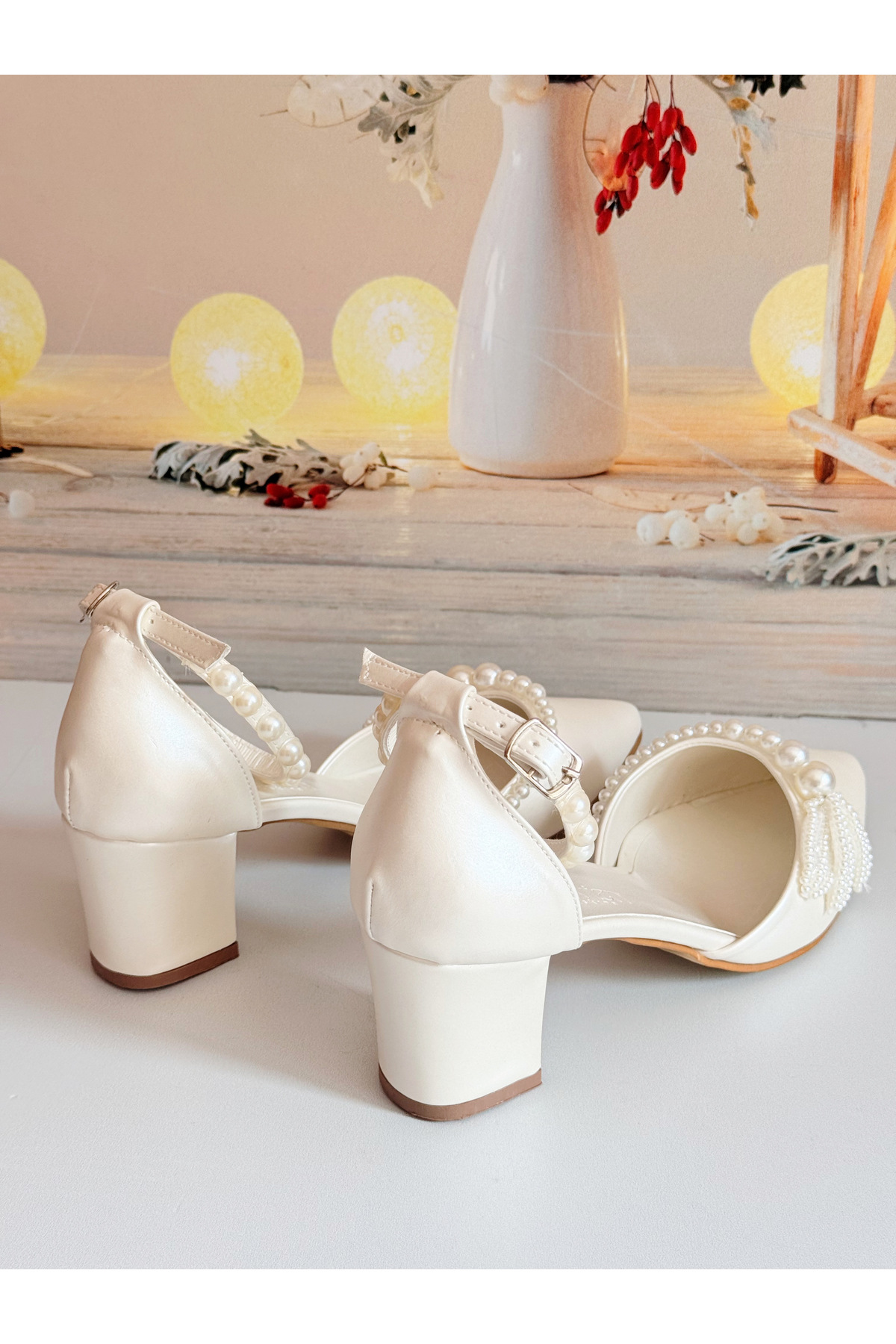 Modavien  Kadın 5 Cm Incili Gelin Ayakkabısı - Görsel 7