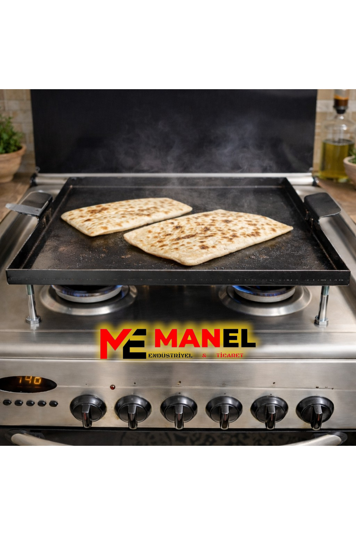 MANEL Profesyonel 2mm Ocak Üstü Sac Tava / Katmer, Gözleme ve Börek Tavası / Sac Izgara Tavası