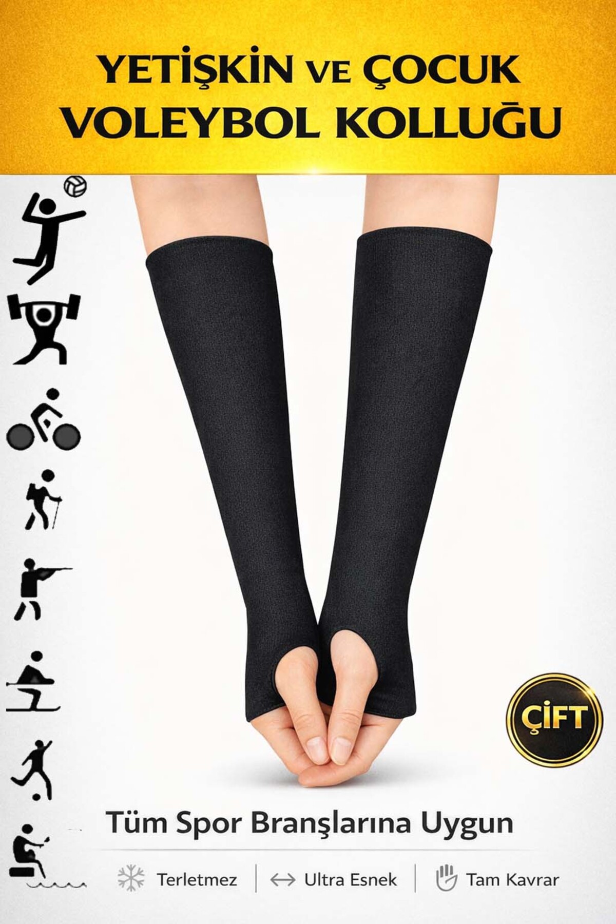 Double Volleyball Sleeves Fingered Lycra Hand Sports Sleeves