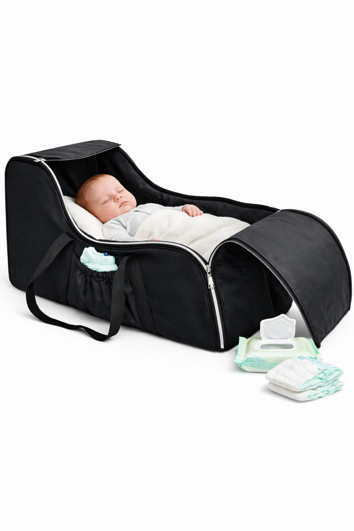 USF Bebek Taşıma Ana Kucağı Portbebe Puset Sıvı Rüzgar Geçirmez Kumaş Siyah fotoğrafı 3 (önizleme)