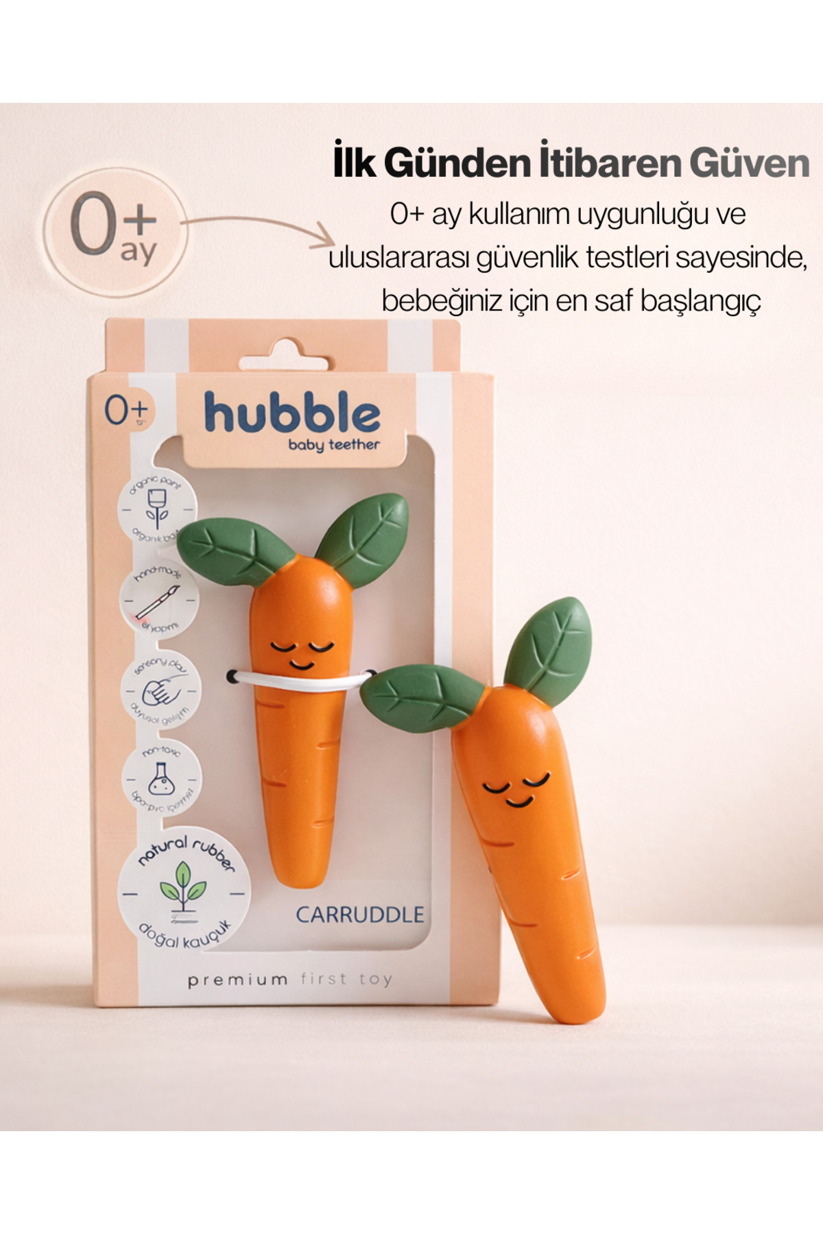 Hubble Bebek Diş Kaşıyıcı Ve Oyuncak - Havuç Şekilli Dişlik (%100 DOĞAL KAUÇUK) fotoğrafı 2 (önizleme)
