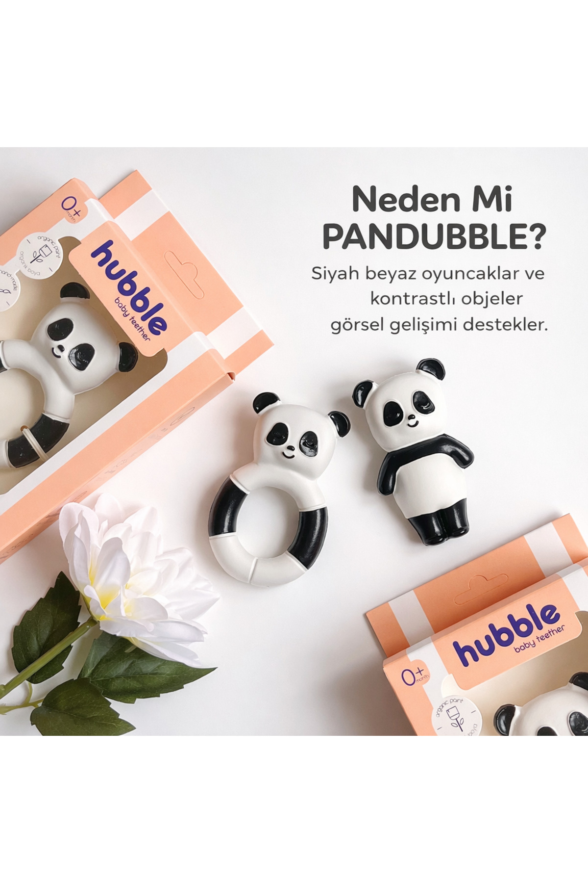 Hubble Bebek Diş Kaşıyıcı Ve Oyuncak - Panda Halkalı Şekilli Dişlik (%100 DOĞAL KAUÇUK) fotoğrafı 2 (önizleme)