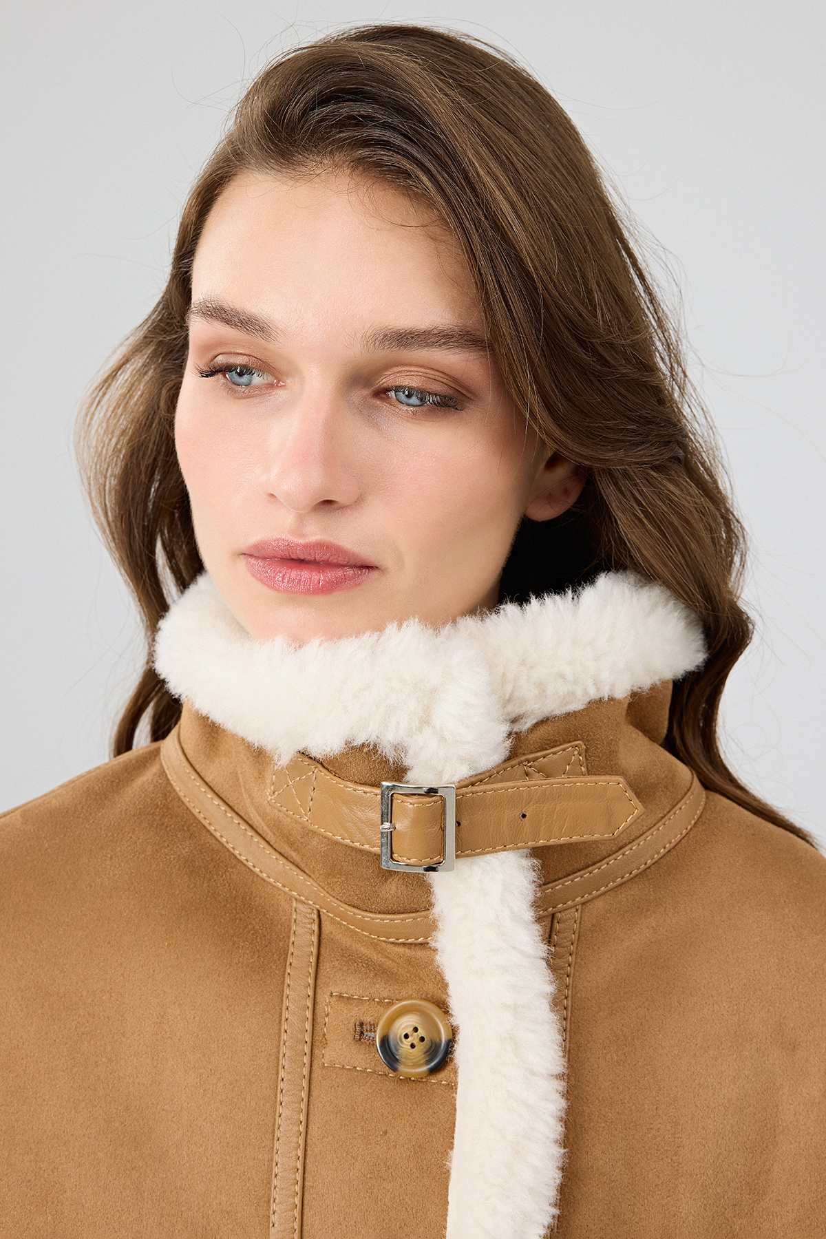 Derimod  Oslo Kadın Camel Çift Taraflı Teddy Mont 25WGP5320FF - Görsel 6