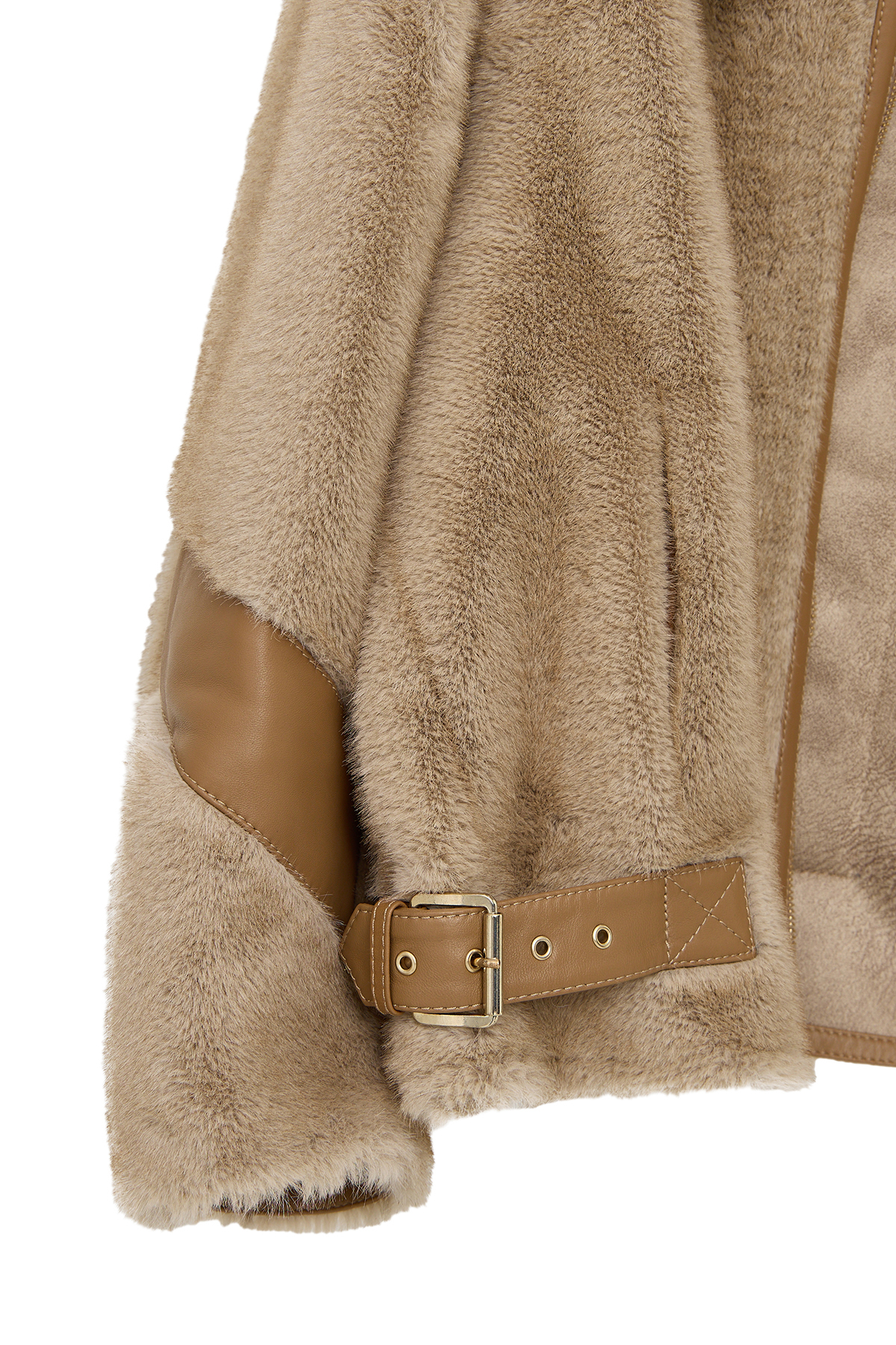 Derimod  Meribel Kadın Bej Geniş Yaka Teddy Deri Mont 25WGP5205FF - Görsel 5
