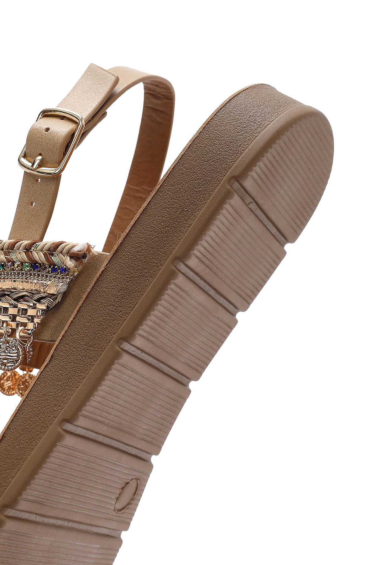 Derimod  Kadın Bej Arkadan Bağlamalı Taşlı Sandalet 26SFE461214 - Görsel 8