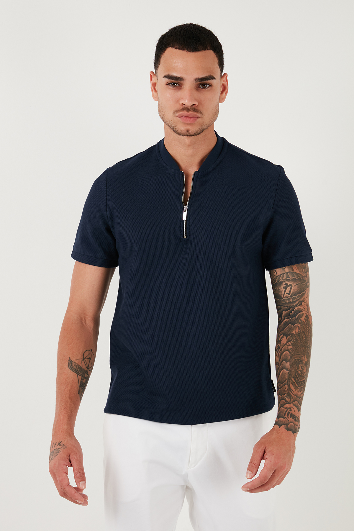 Buratti  Pamuklu Regular Fit Yarım Fermuarlı T Shirt Erkek T SHİRT 5902653 - Görsel 4