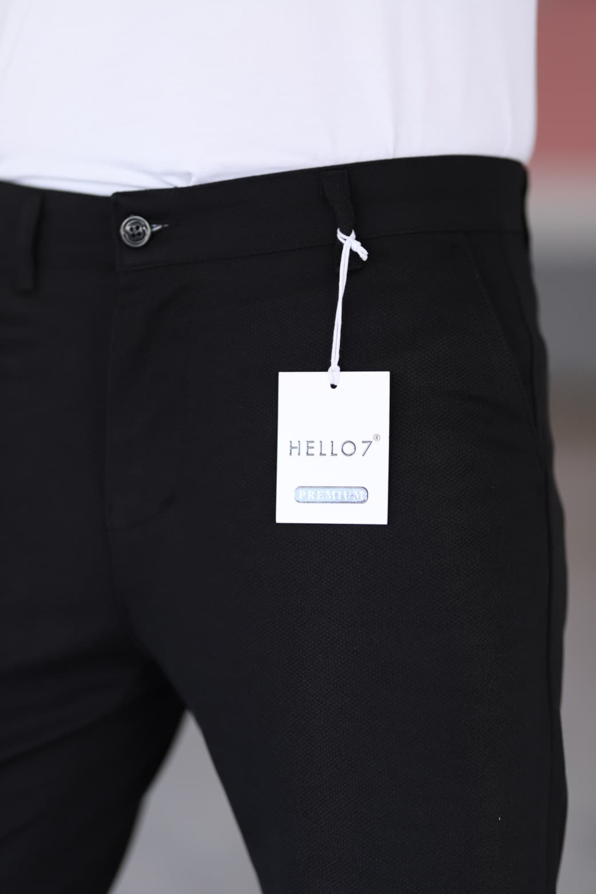 hello7 Erkek Siyah Slim Fit Esnek Likralı Kaliteli örme Pantolon beden seciminde beden tabloundaki ölculer göre yapınız görsel 4