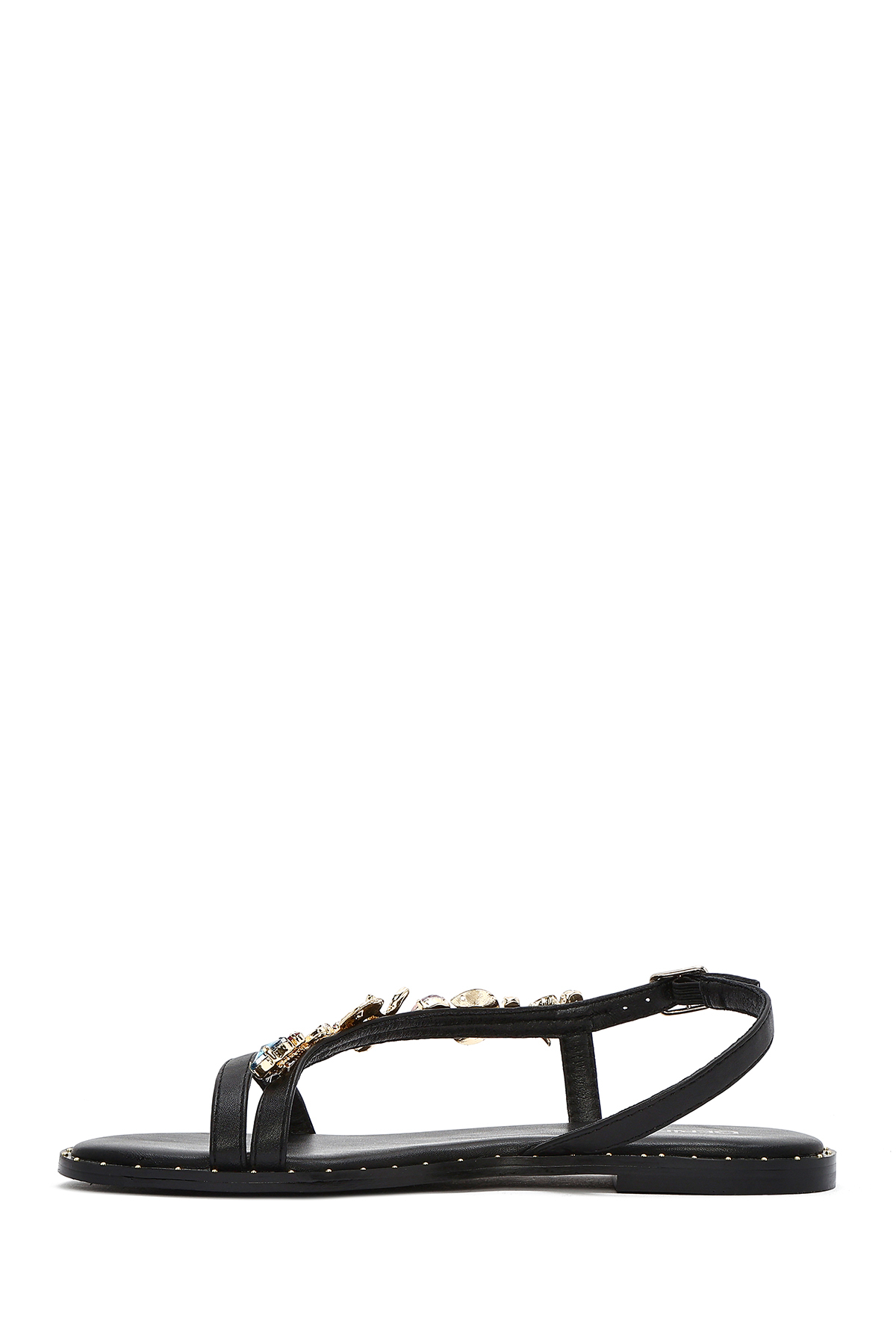 Derimod  Kadın Siyah Bilekten Tokalı Taşlı Sandalet 25SFD441714 - Görsel 2