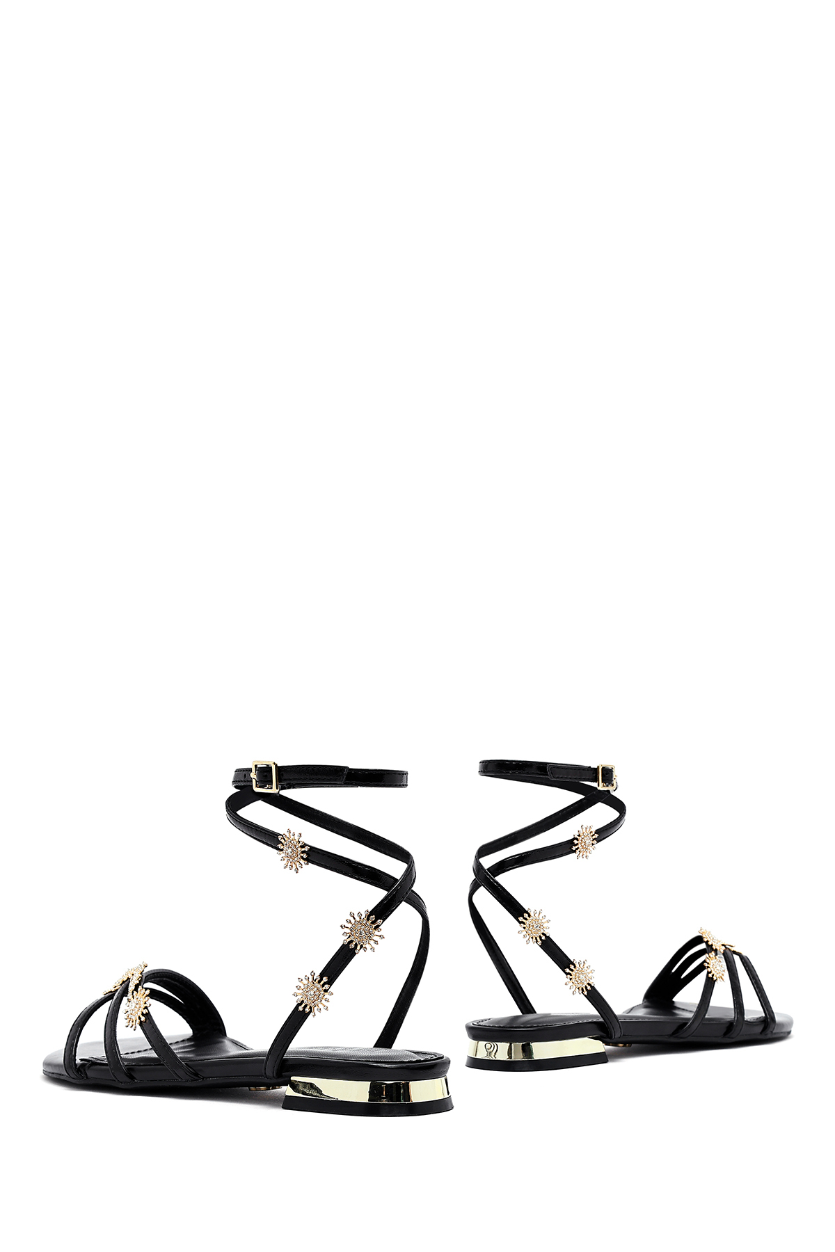 Derimod  Kadın Siyah Bilekten Tokalı Taşlı Sandalet 25SFE481132 - Görsel 5