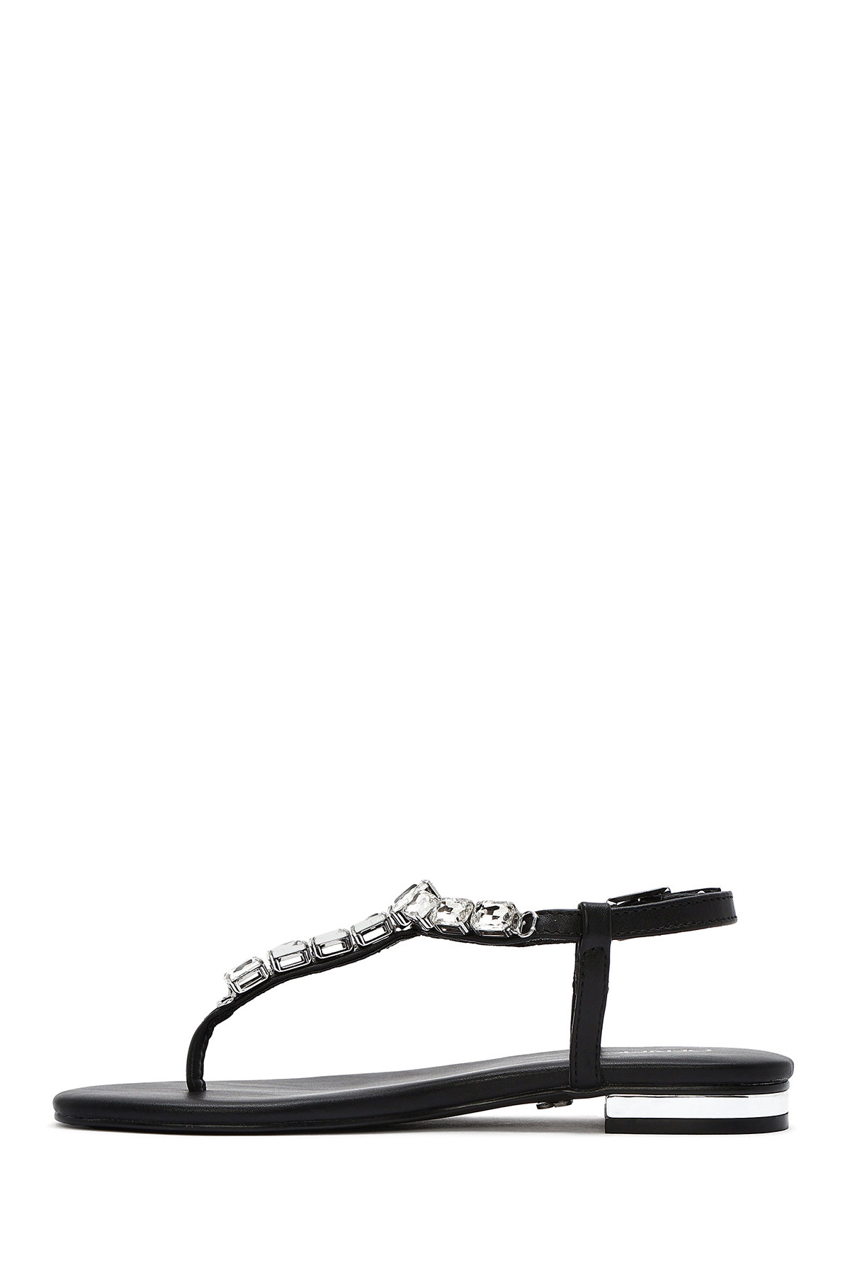 Derimod  Kadın Siyah Taşlı Parmak Arası Sandalet 25SFD441814 - Görsel 2