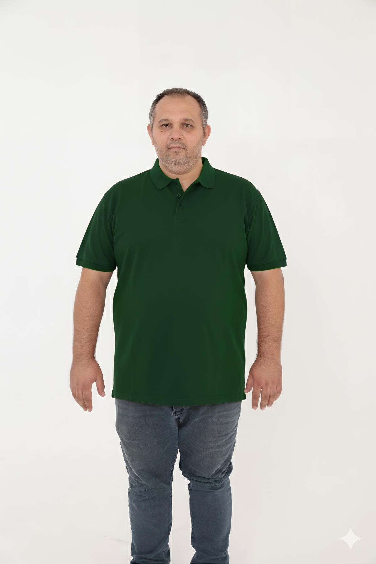 BİG NONA Büyük Beden Unisex POLO YAKA T-Shirt görsel 2