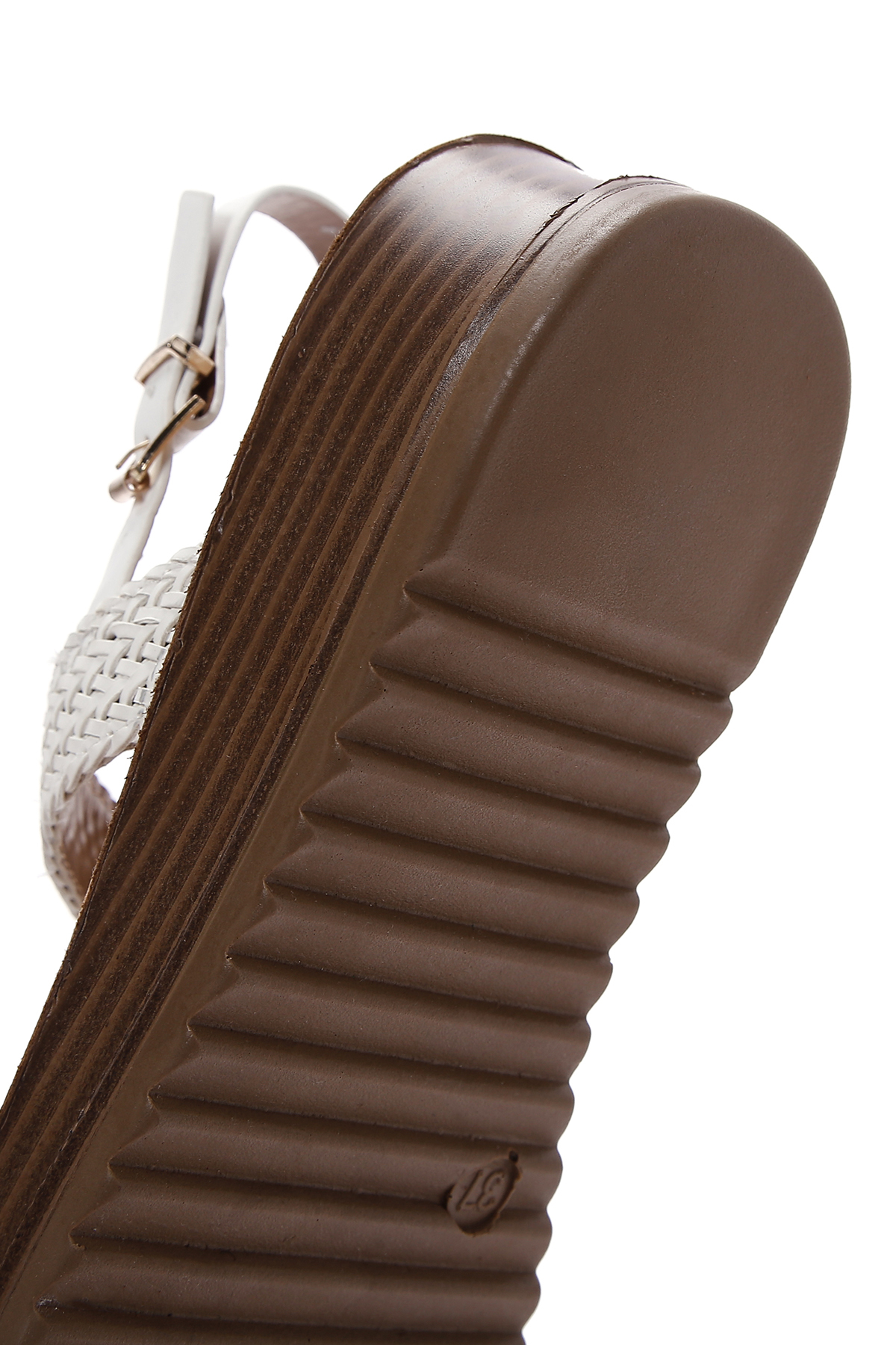 Derimod  Kadın Beyaz Bilekten Bantlı Kalın Tabanlı Örgülü Sandalet 25SFE467014 - Görsel 7