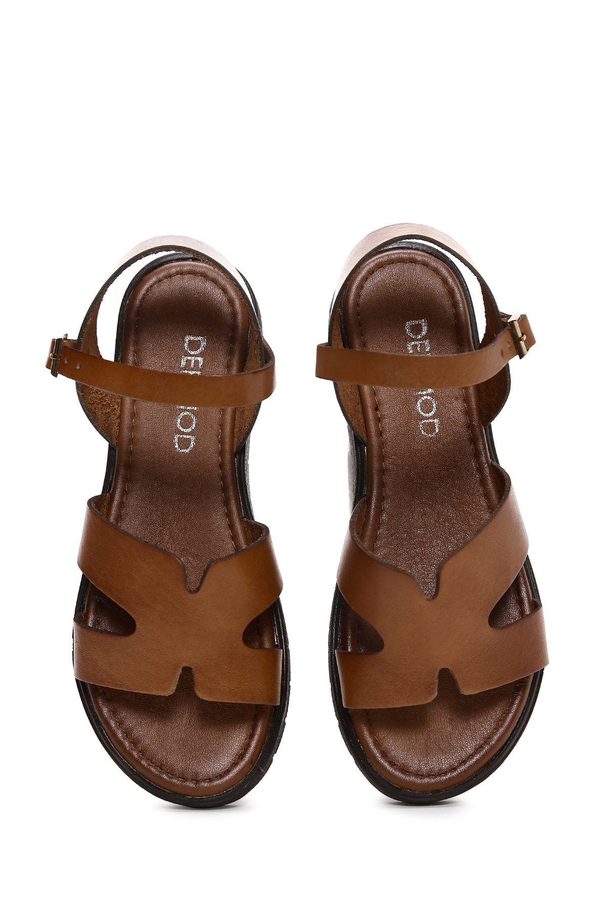 Derimod  Kadın taba Bilekten Bantlı Hakiki Hakiki Deri Bodrum Sandaleti 25SFD331018 - Görsel 6