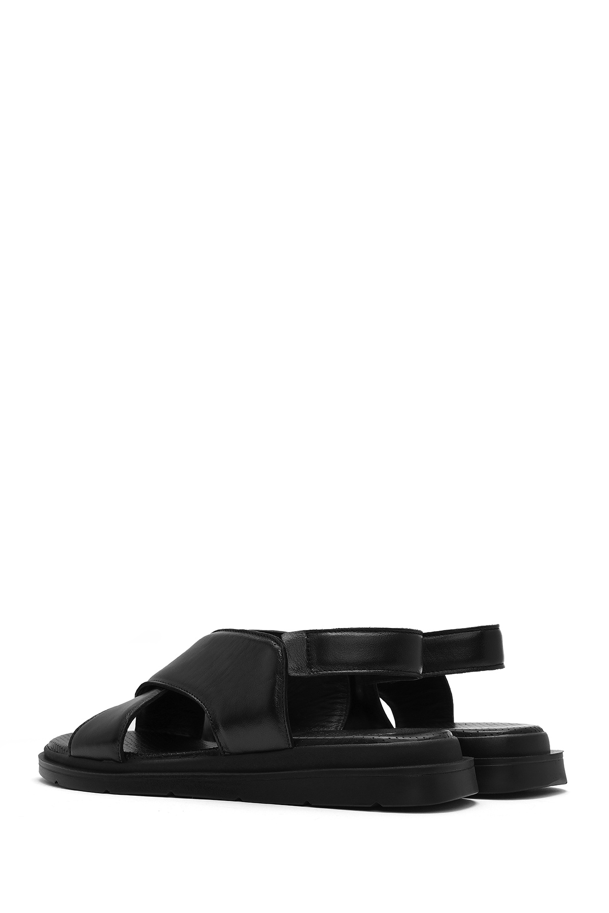 Derimod  Kadın Siyah Lastikli Hakiki Hakiki Deri Sandalet 25SFD362118 - Görsel 5