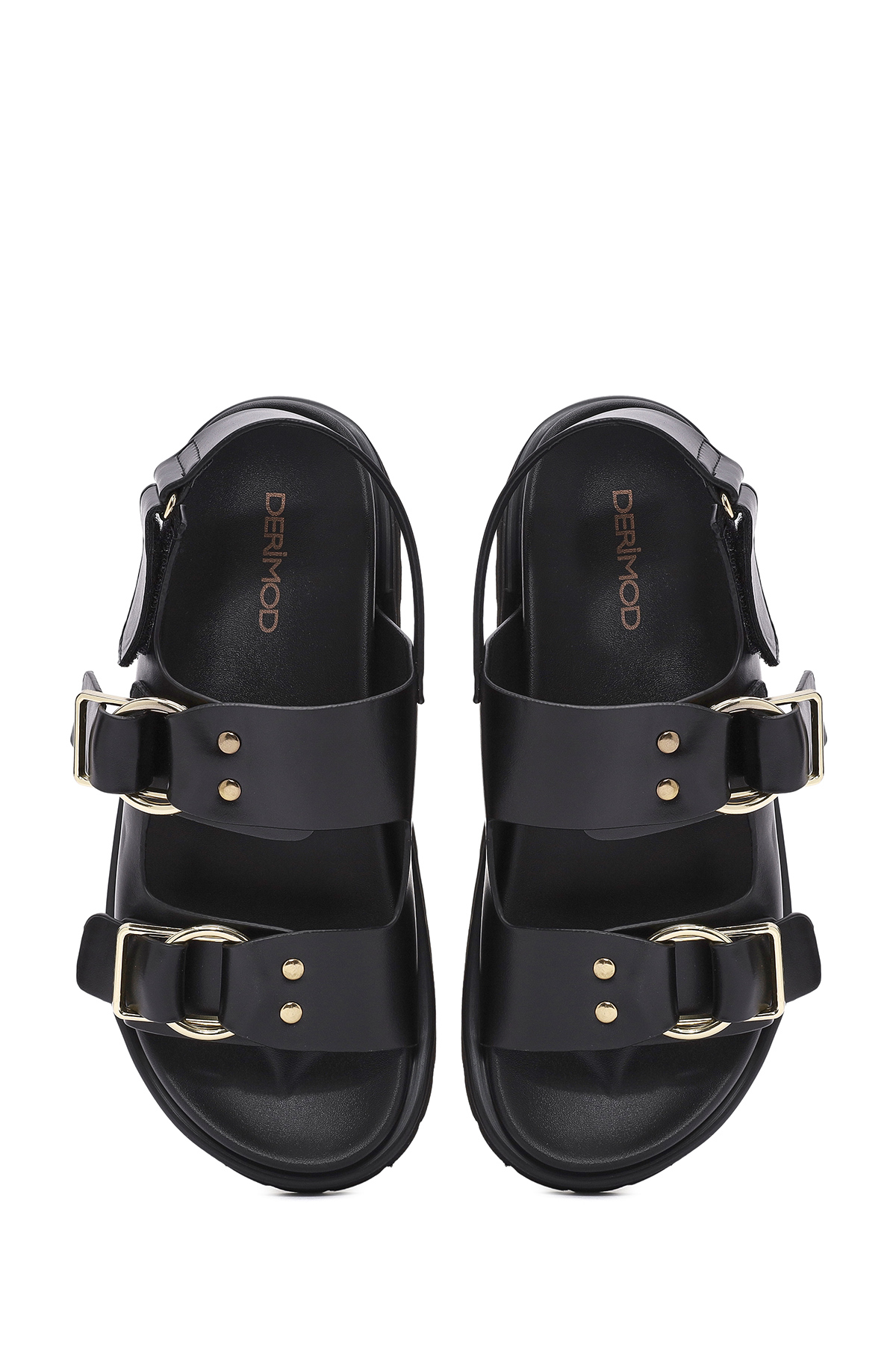 Derimod  Kadın Siyah Bantlı Kalın Tabanlı Sandalet 25sfe401518 - Görsel 7