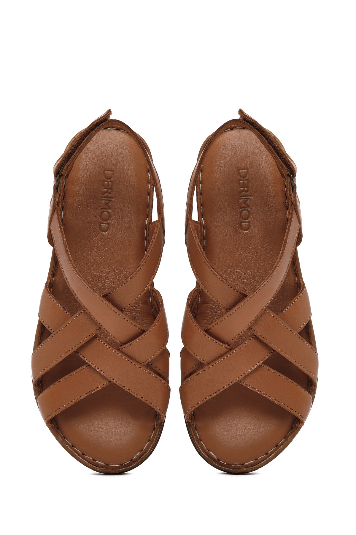 Derimod  Kadın Taba Hakiki Hakiki Deri Comfort Sandalet 25SFD340418 - Görsel 7