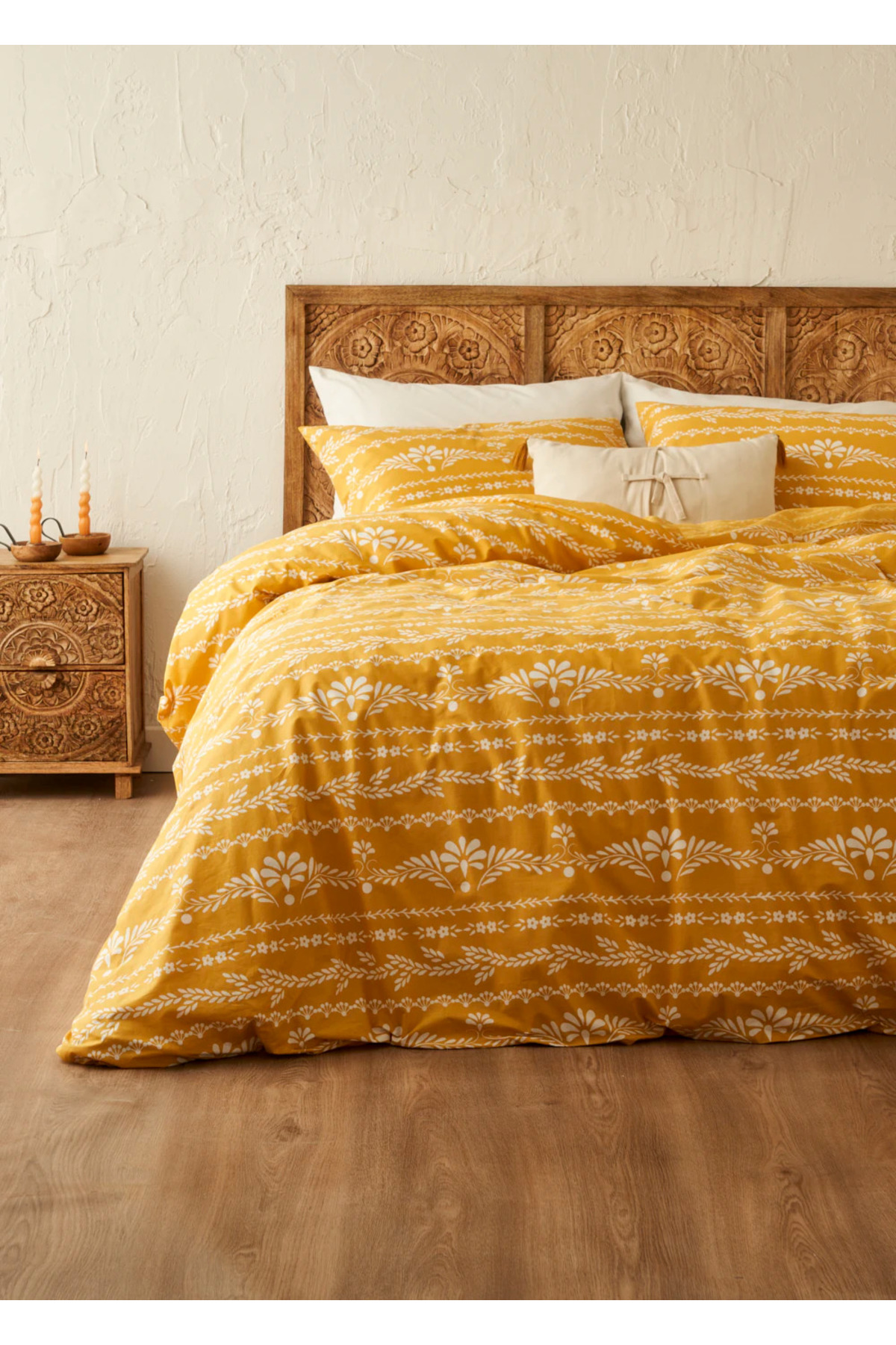 100% Cotton Ranforce Blessing Double Duvet Cover Set Mustard (200x220 cm)