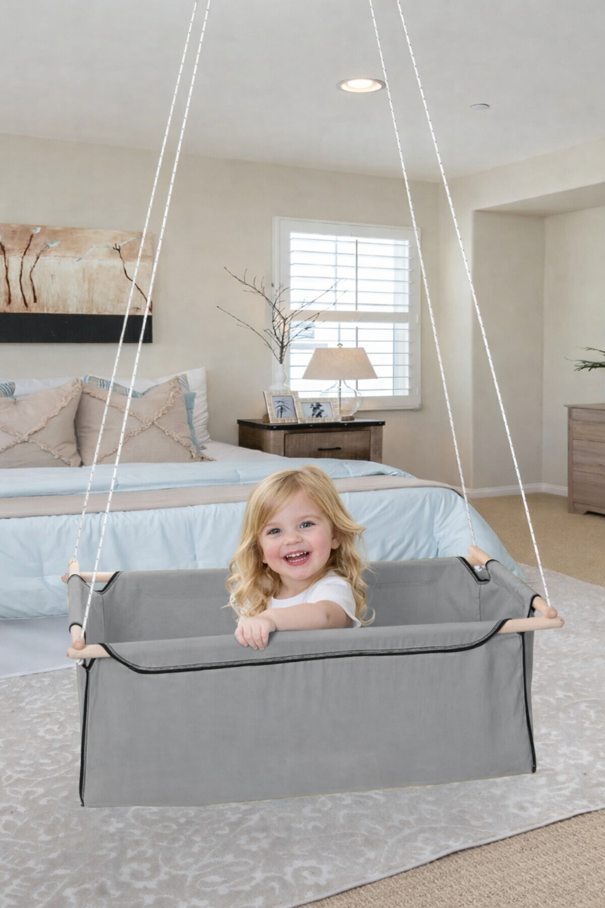 Bundeba Sally Gri Salıncak Bebek Çocuk Salıncağı Hamak Beşik Bebek Hamağı Çingene Beşiği Salıncağı fotoğrafı 5 (önizleme)